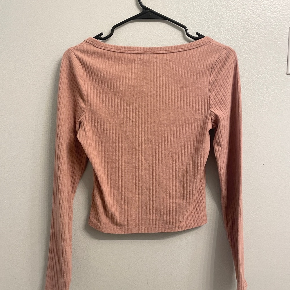 Wild Fable Mauve Ribbed Button-Front Top - Picture 2 of 3